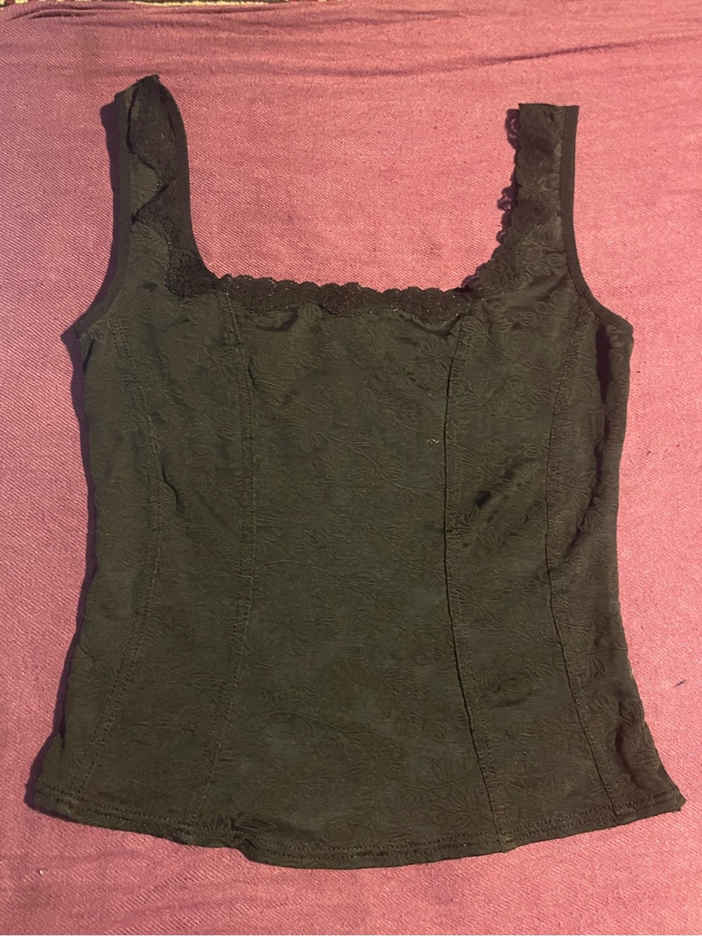 Arianne Black Lace-Trim Square Neck Camisole